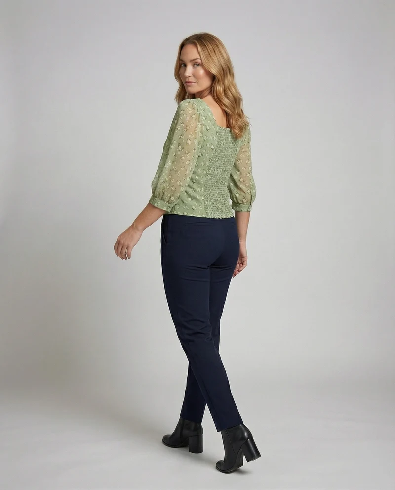 Damen Chiffonbluse Carmen Ausschnitt
