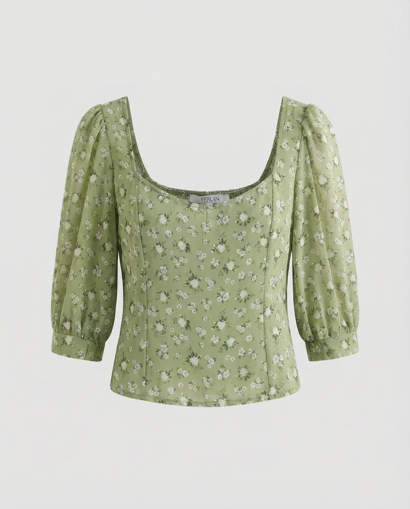 Damen Chiffonbluse Carmen Ausschnitt