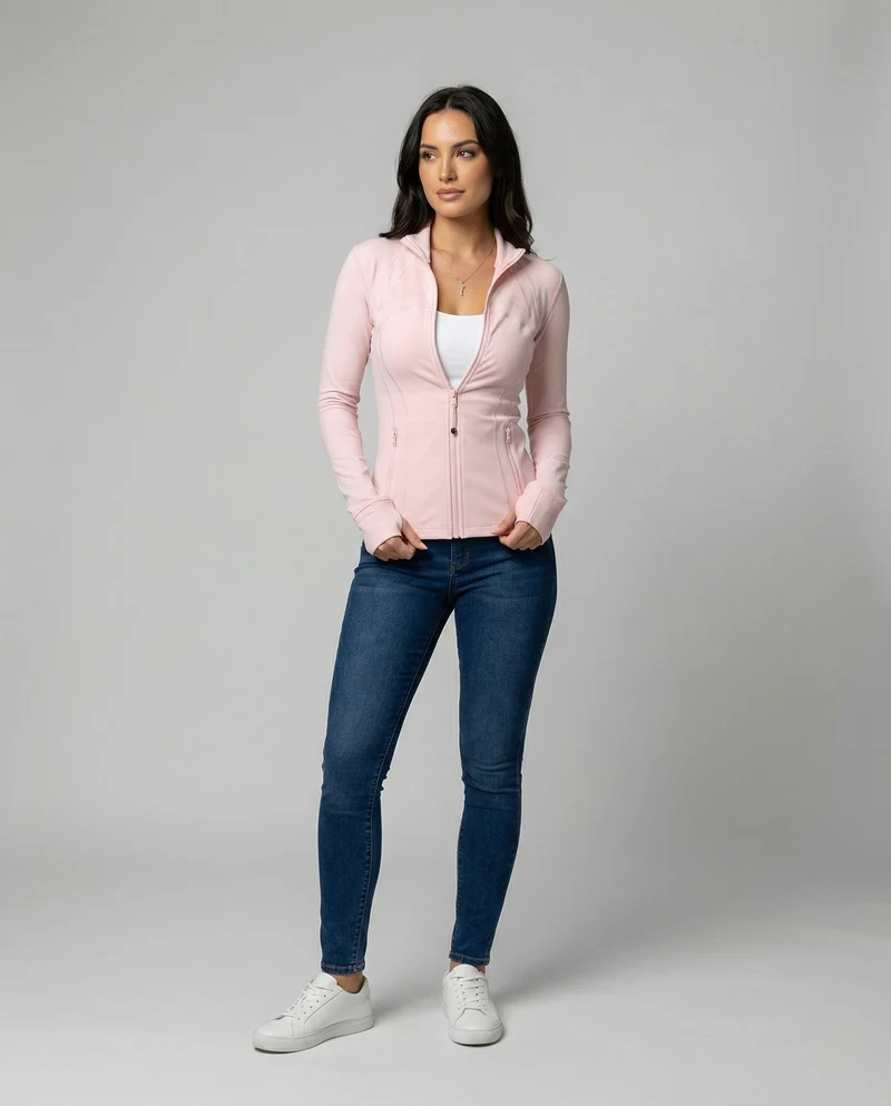 Damen Sonnenschutzjacke aus Eisseide für Yoga Fitness und Sport Slim-Fit