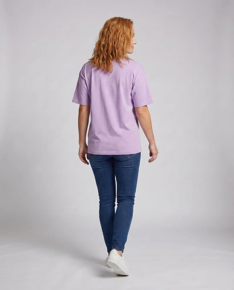 Unisex Baumwoll-T-Shirt Boxy-Schnitt Überschnittene Schultern Oversize