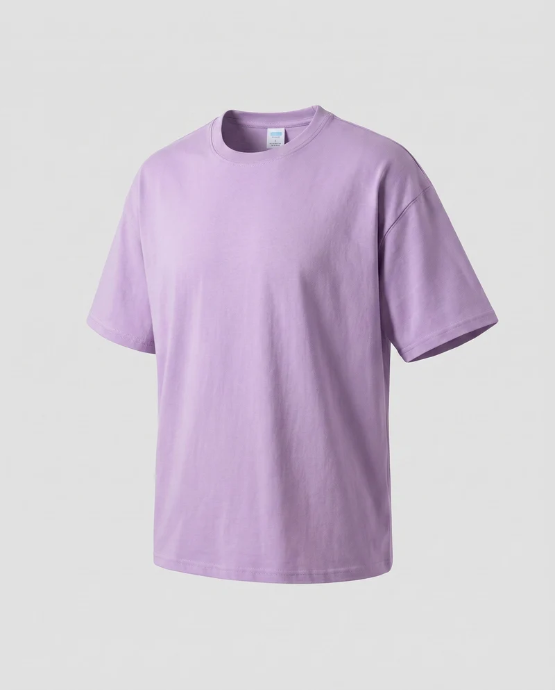 Unisex Baumwoll-T-Shirt Boxy-Schnitt Überschnittene Schultern Oversize