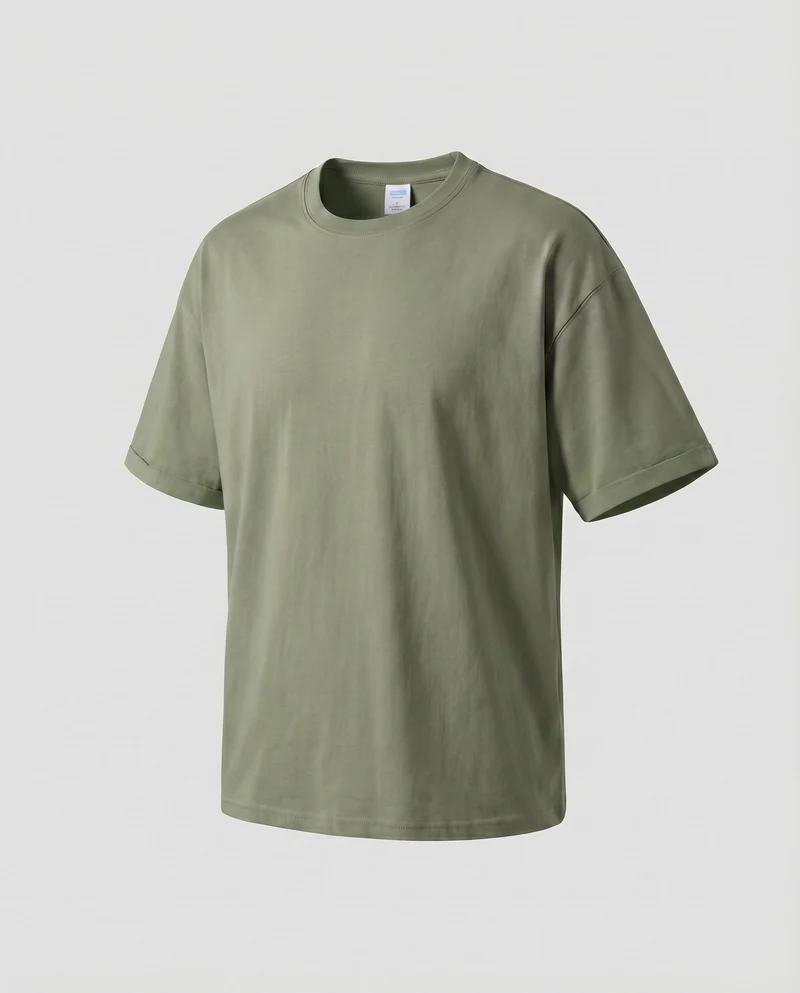 Unisex Baumwoll-T-Shirt Boxy-Schnitt Überschnittene Schultern Oversize