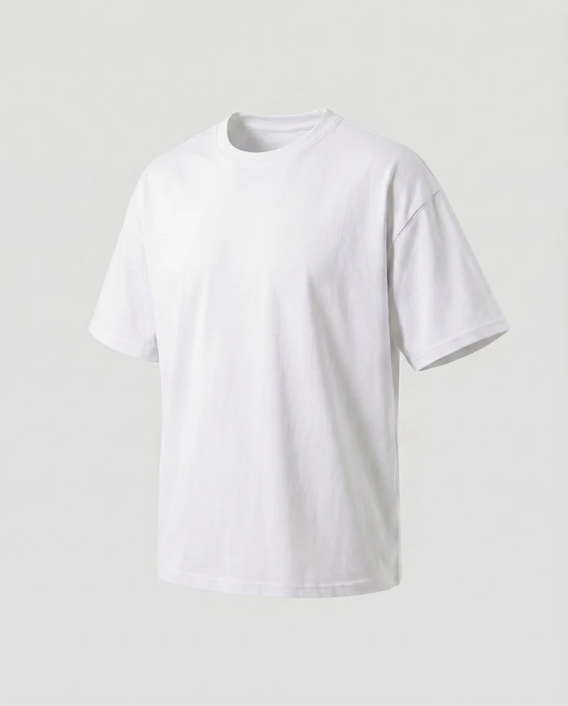 Unisex Baumwoll-T-Shirt Boxy-Schnitt Überschnittene Schultern Oversize