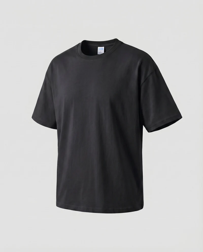Unisex Baumwoll-T-Shirt Boxy-Schnitt Überschnittene Schultern Oversize
