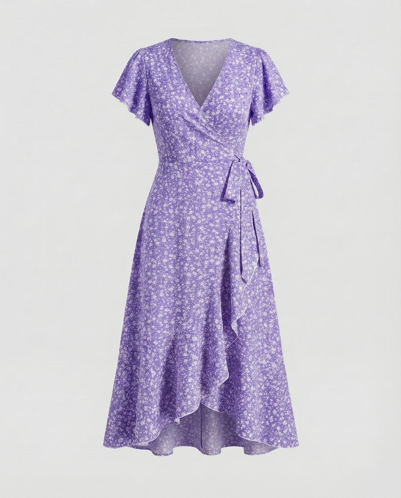 Damen Wickel-Maxikleid mit Beinschlitz