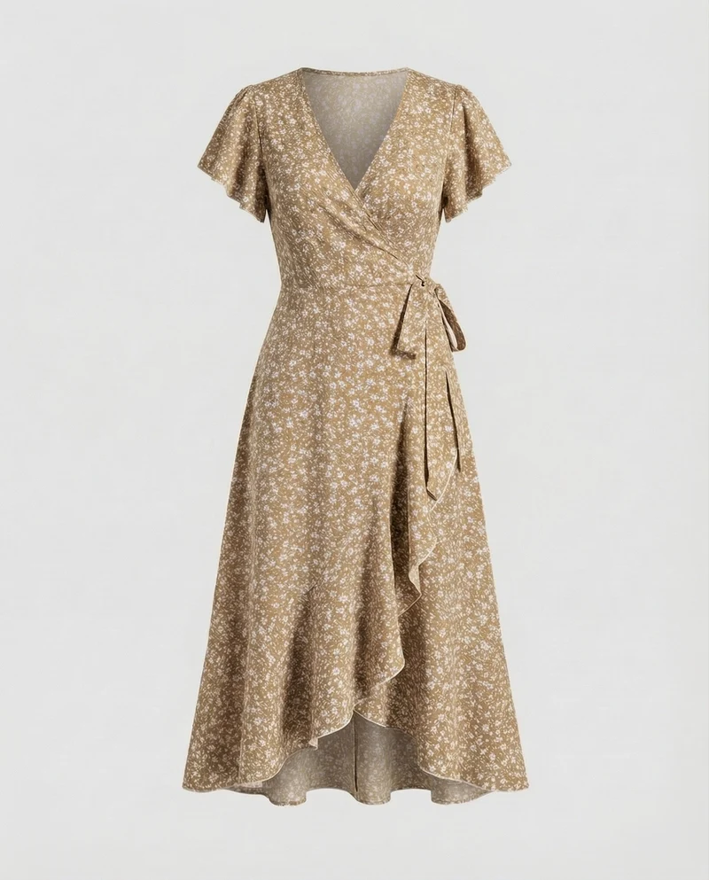 Damen Wickel-Maxikleid mit Beinschlitz