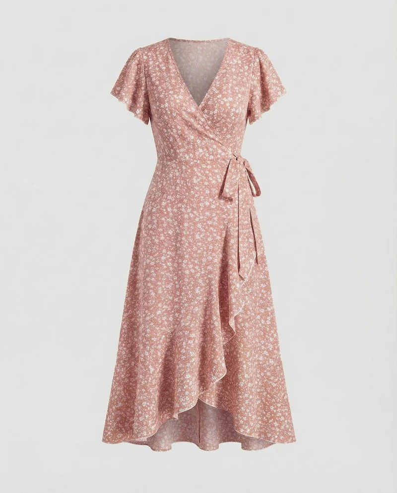Damen Wickel-Maxikleid mit Beinschlitz