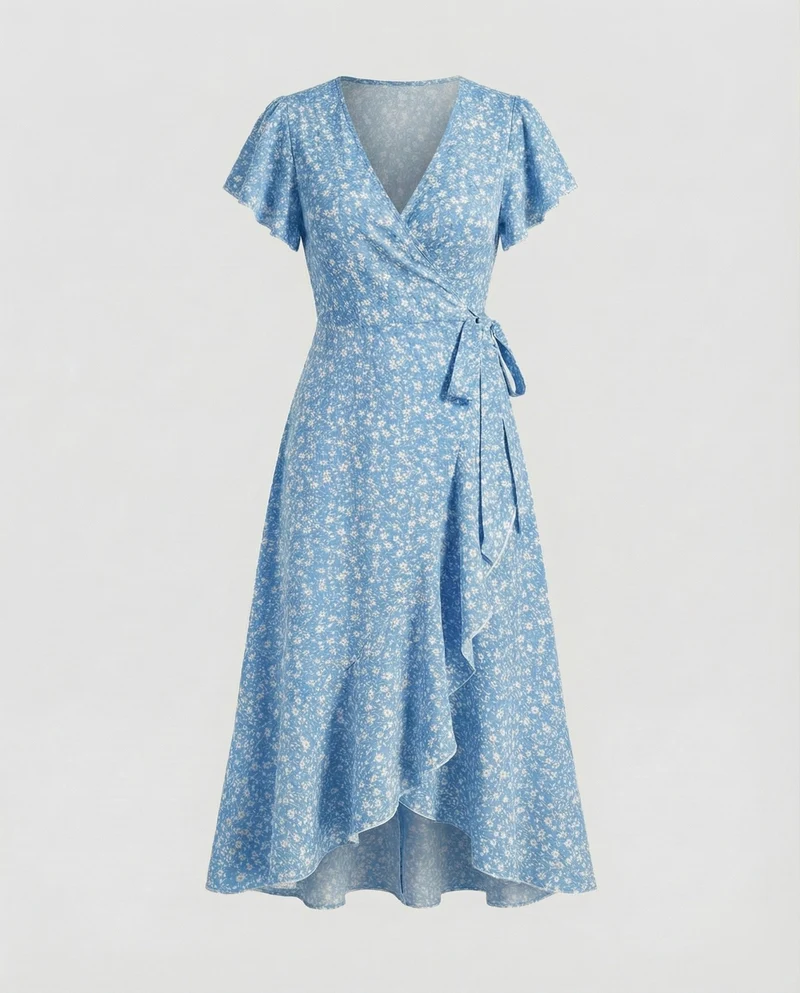 Damen Wickel-Maxikleid mit Beinschlitz