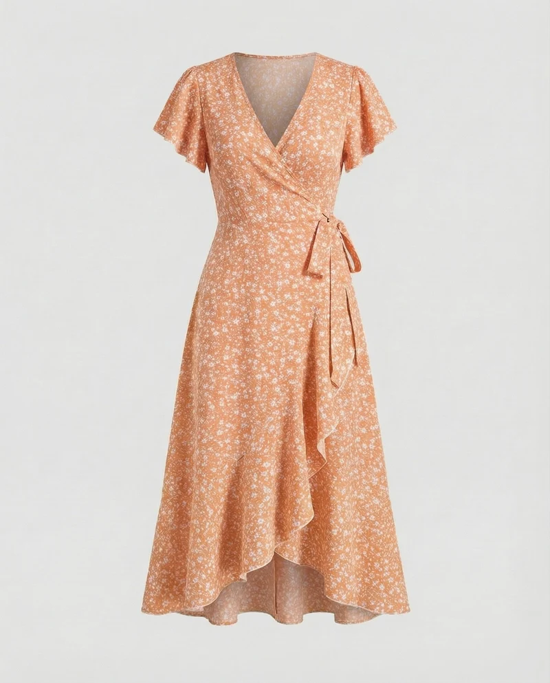Damen Wickel-Maxikleid mit Beinschlitz
