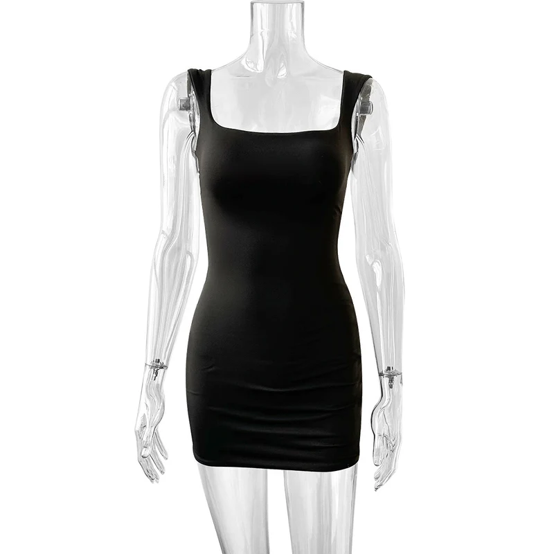 Damen figurbetontes Minikleid mit quadratischem Ausschnitt
