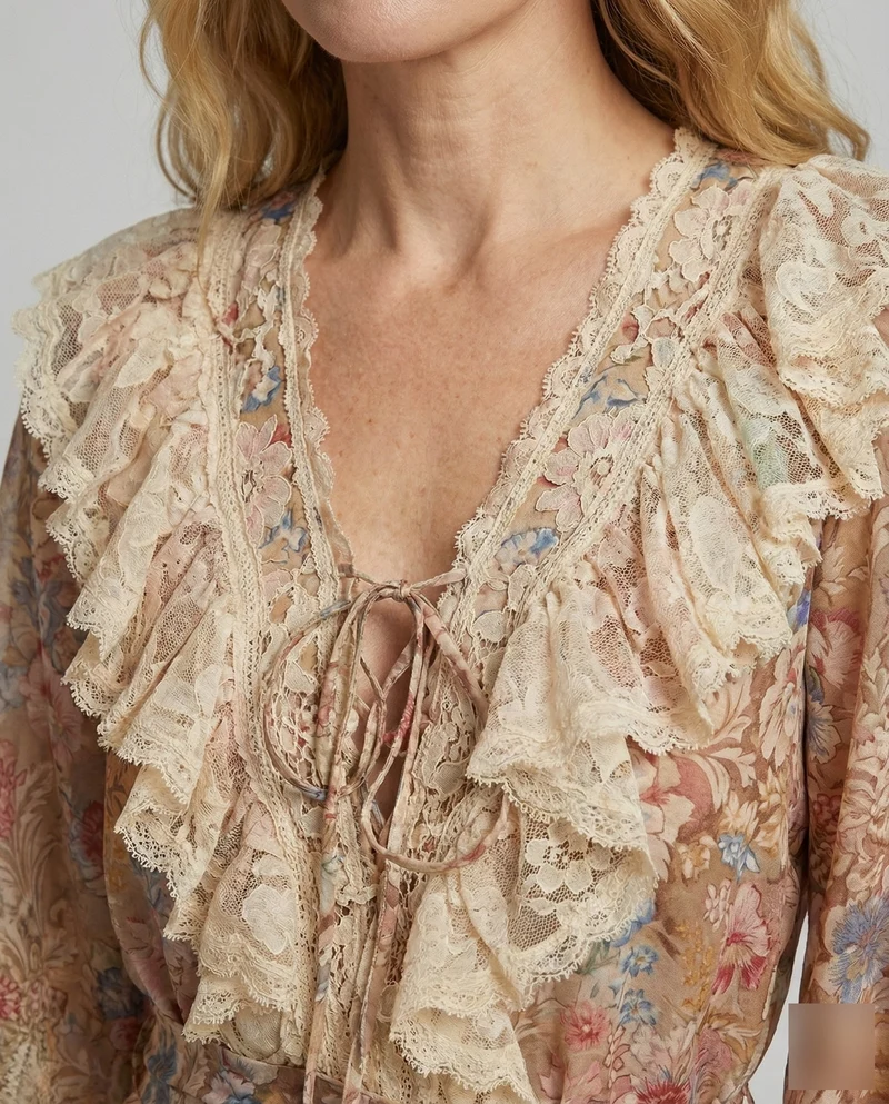 Damen kurze Knotenbluse mit Ballonärmeln