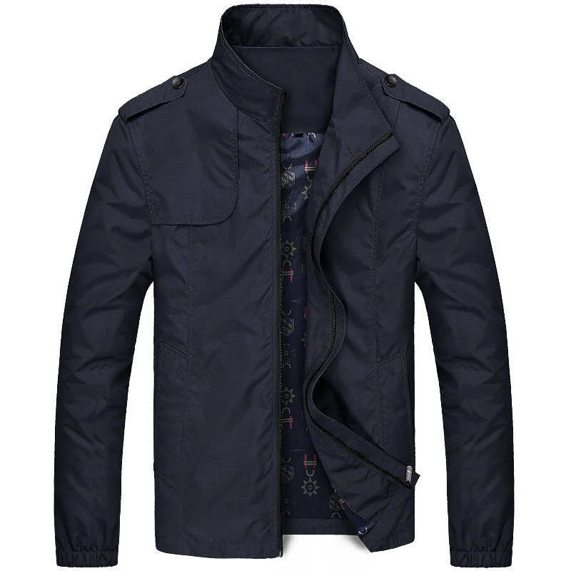 Freizeitjacke Slim Fit - Winddichte Übergangsjacke mit Stehkragen und Taschen, Modernes Design für Alltag und Outdoor