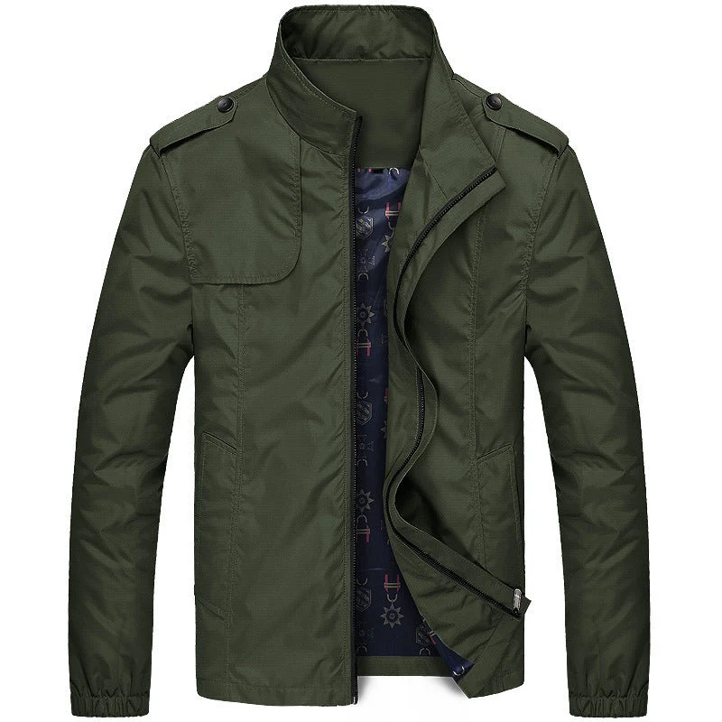 Freizeitjacke Slim Fit - Winddichte Übergangsjacke mit Stehkragen und Taschen, Modernes Design für Alltag und Outdoor