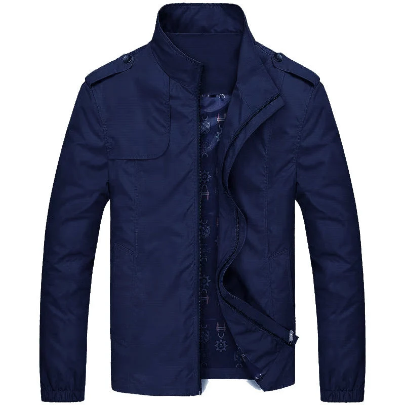 Freizeitjacke Slim Fit - Winddichte Übergangsjacke mit Stehkragen und Taschen, Modernes Design für Alltag und Outdoor
