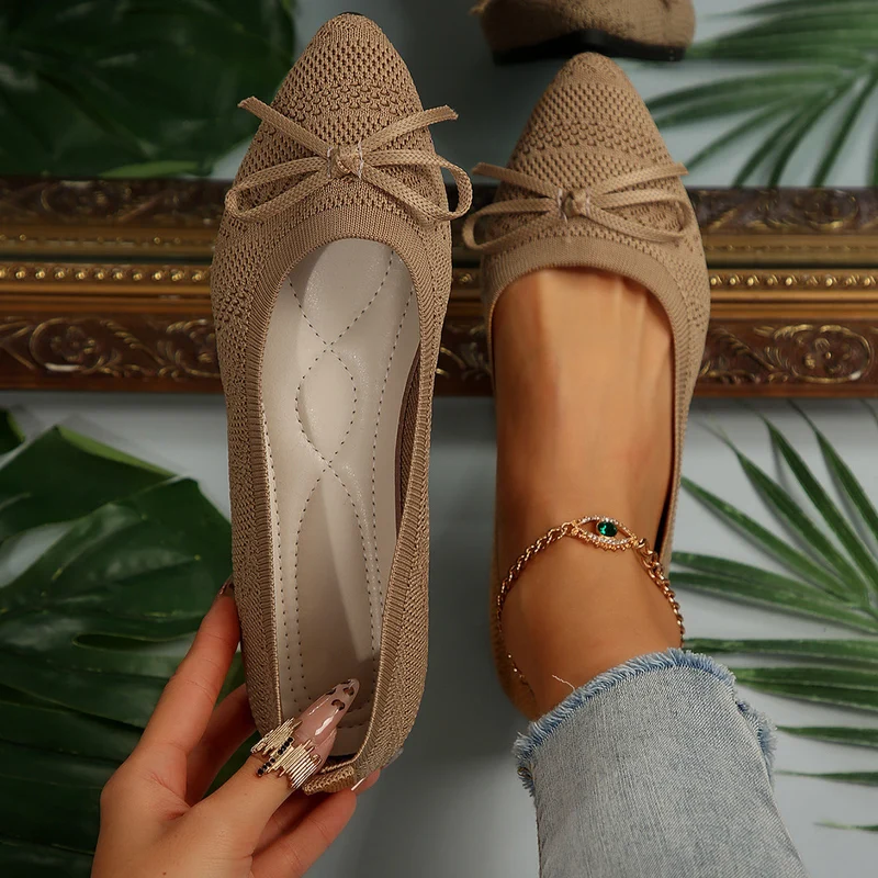 Damen elegante Ballerinas mit stylischem Schleifen-Detail aus atmungsaktivem GewNord Taschene Nord Taschen