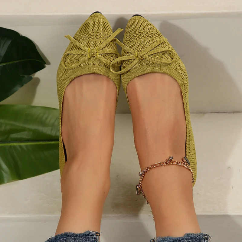 Damen elegante Ballerinas mit stylischem Schleifen-Detail aus atmungsaktivem GewNord Taschene Nord Taschen
