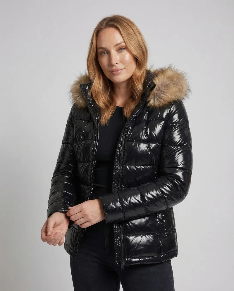 Damen Polyester Winterjacke mit Pelzkragen & Stilvoll | Nord Taschen