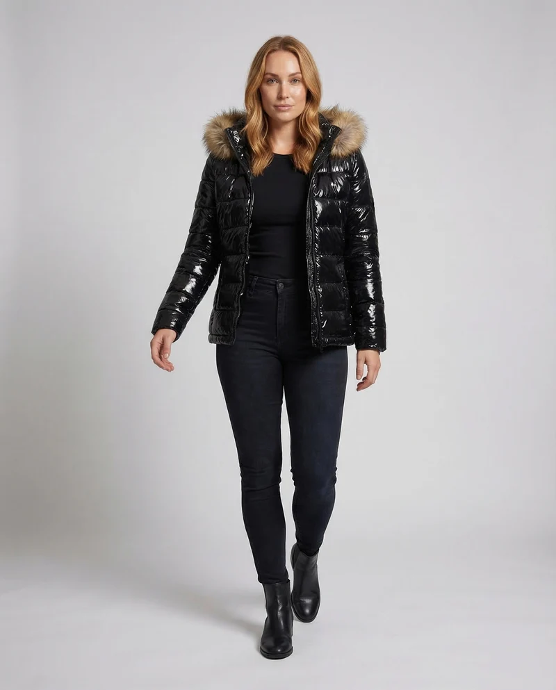 Damen Polyester Winterjacke mit Pelzkragen & Stilvoll | Nord Taschen