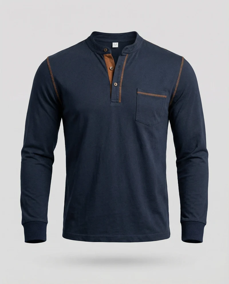 Langarm Henley Shirt