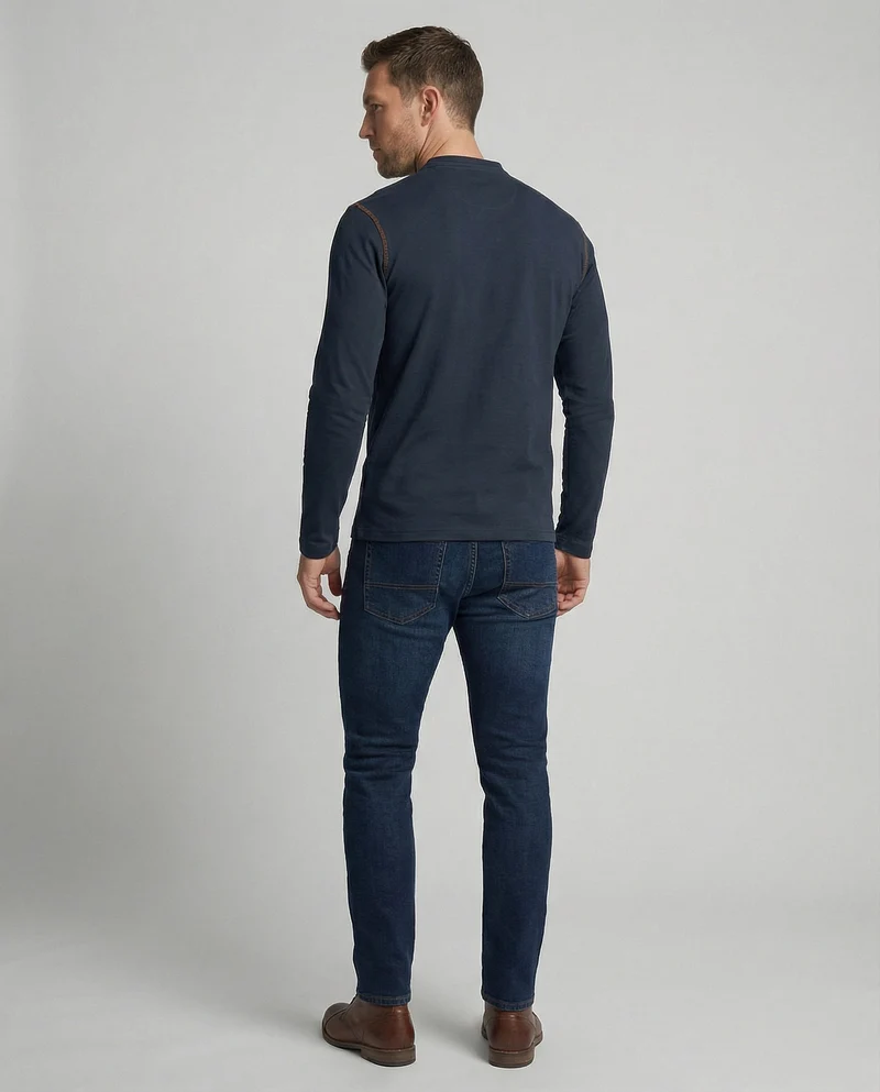 Langarm Henley Shirt