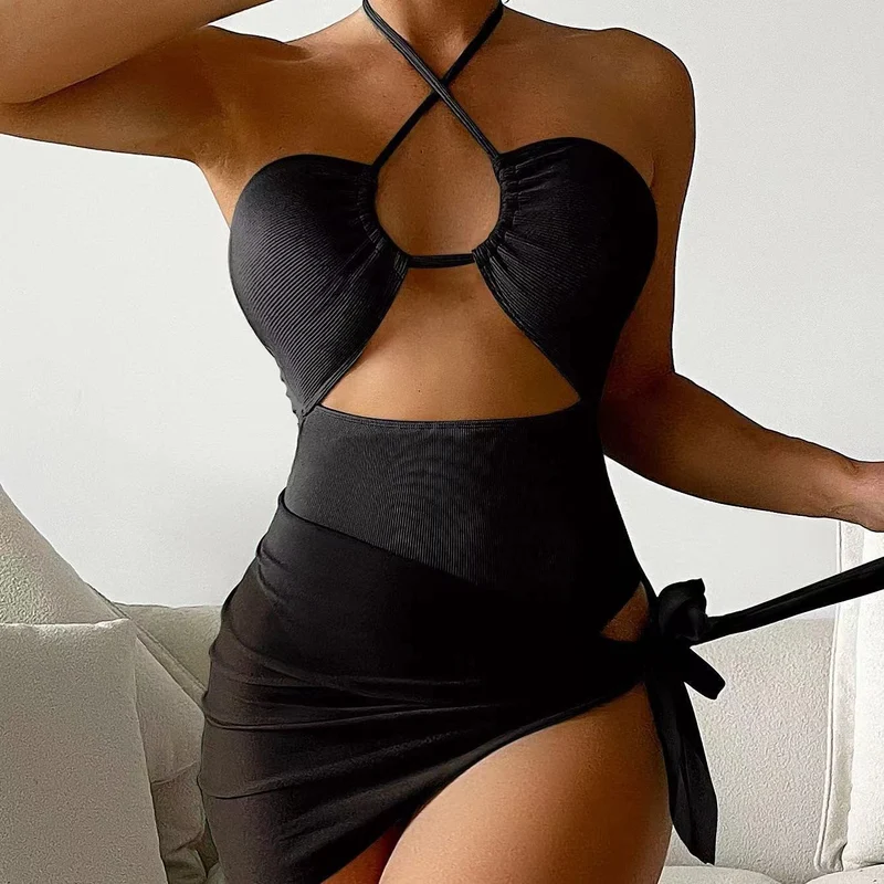 Damen Cut-Out Badeanzug mit Chic-Rock-Design und elegantem Knotendetail Nord Taschen
