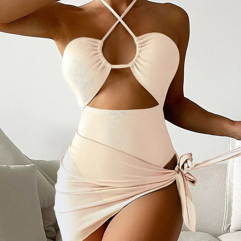 Damen Cut-Out Badeanzug mit Chic-Rock-Design und elegantem Knotendetail Nord Taschen