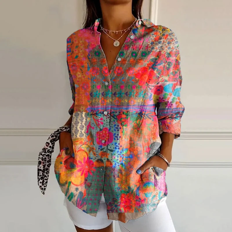 Jahrgang Blümchen Druck Bluse