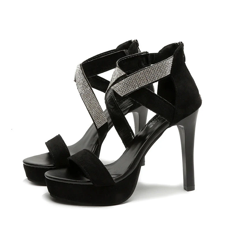 Damen Glamouröse Plateau-Sandalen mit glitzernden Applikationen