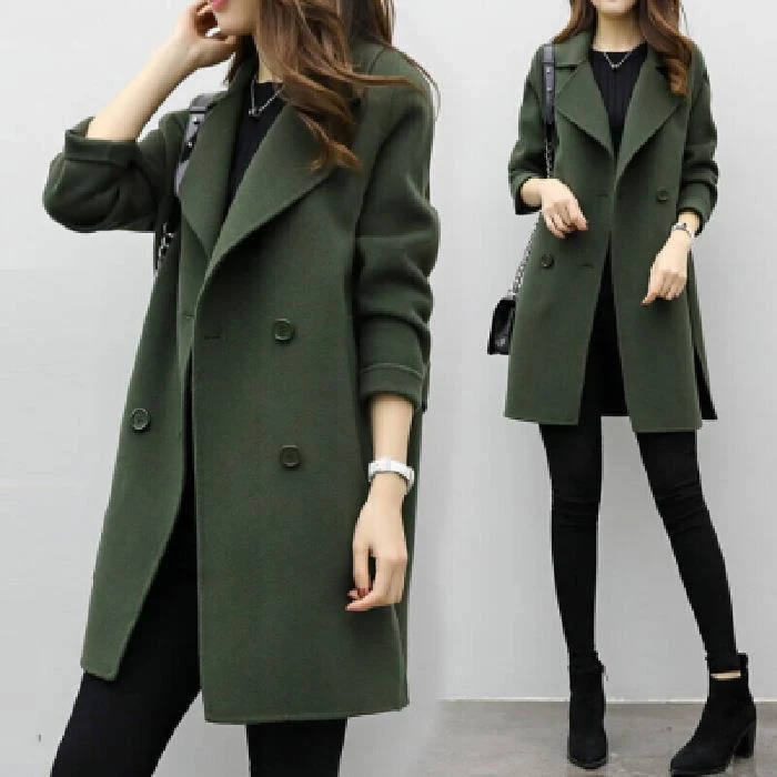 Damen Eleganter Wollmantel mit doppelter Knopfleiste