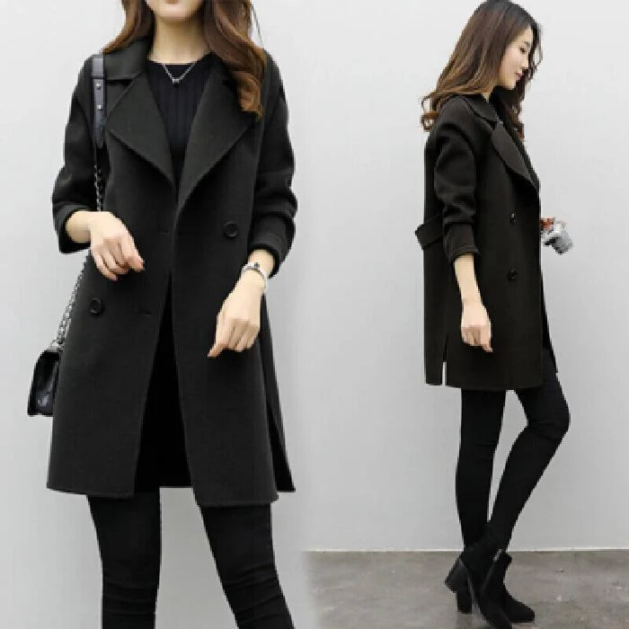 Damen Eleganter Wollmantel mit doppelter Knopfleiste