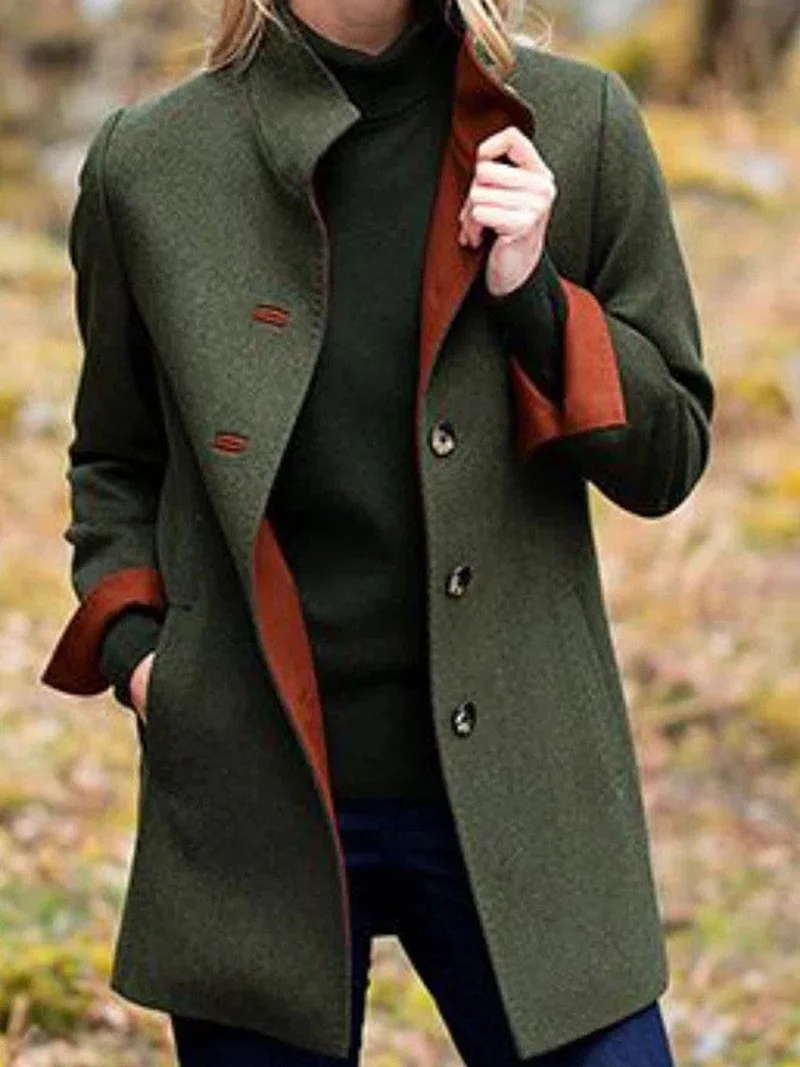 Damen Eleganter Wollmantel mit doppelter Knopfleiste