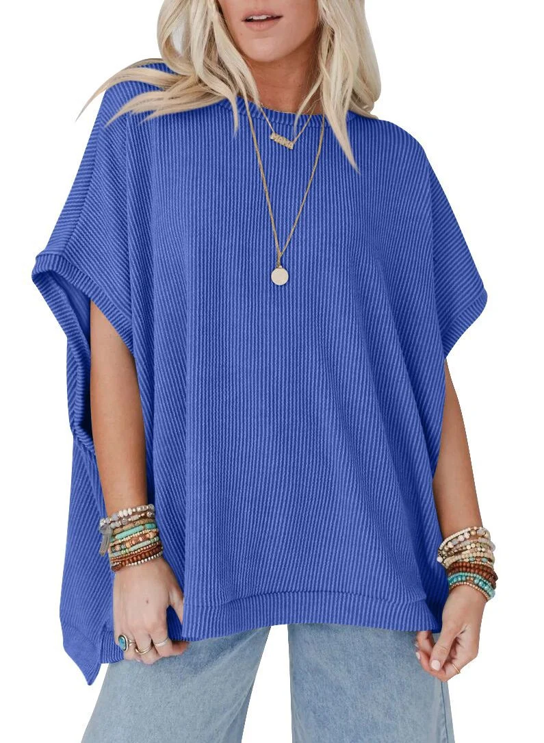 Damen Oversized T-Shirt mit Rippenstruktur Nord Taschen