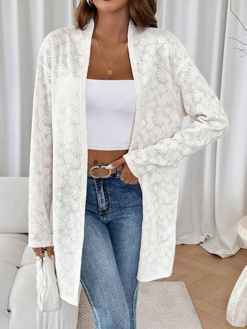 Damen Stilvolle Blumenmuster Jacke