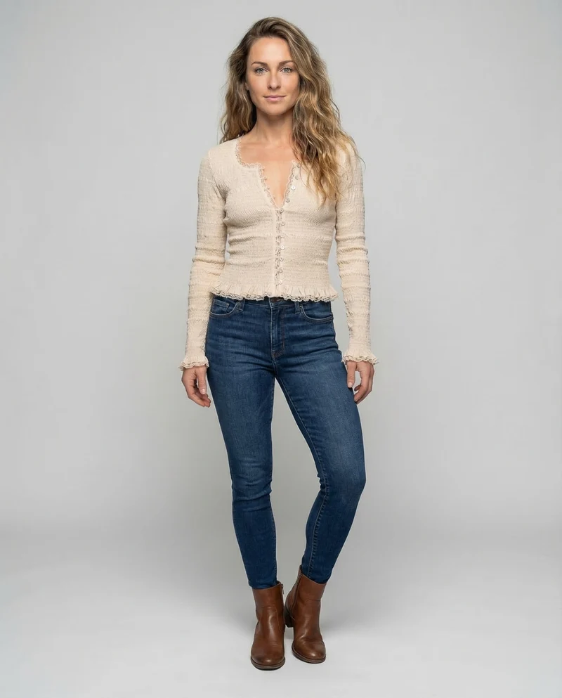 Damen Taillierte Strickjacke Smokstruktur