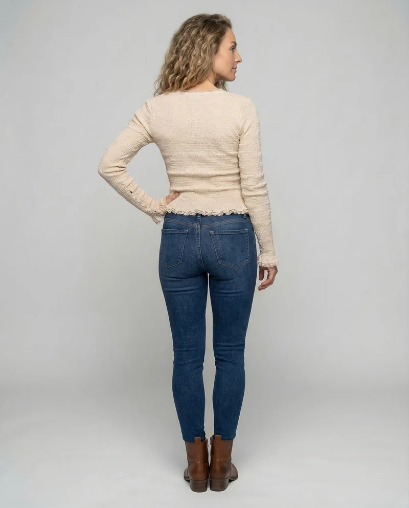Damen Taillierte Strickjacke Smokstruktur
