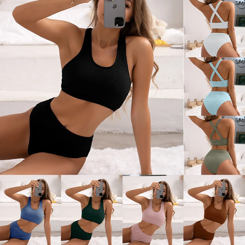 Damen Sportliches Bikini-Set mit hoch geschnittenem Slip und modischem Rückenträger Nord Taschen