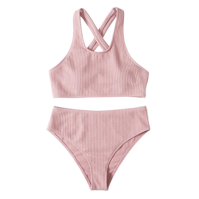 Damen Sportliches Bikini-Set mit hoch geschnittenem Slip und modischem Rückenträger Nord Taschen
