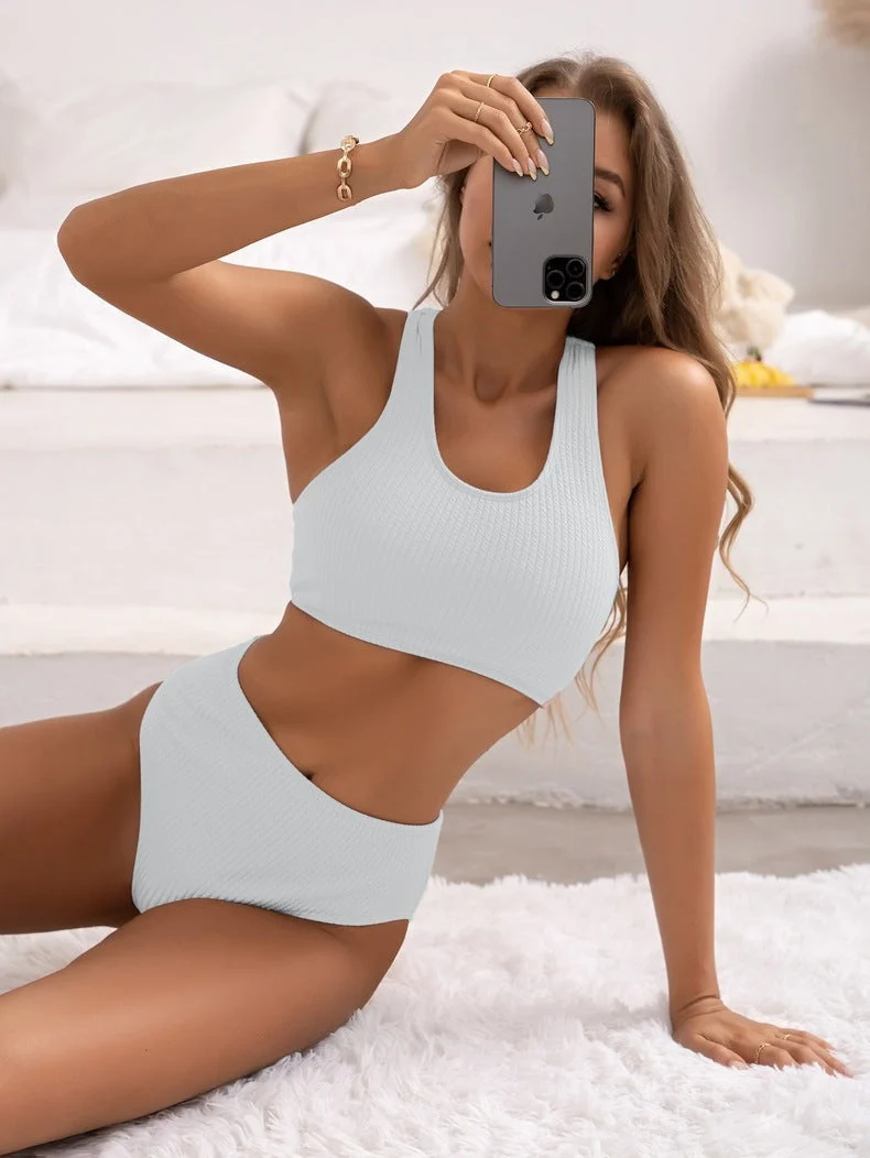 Damen Sportliches Bikini-Set mit hoch geschnittenem Slip und modischem Rückenträger Nord Taschen
