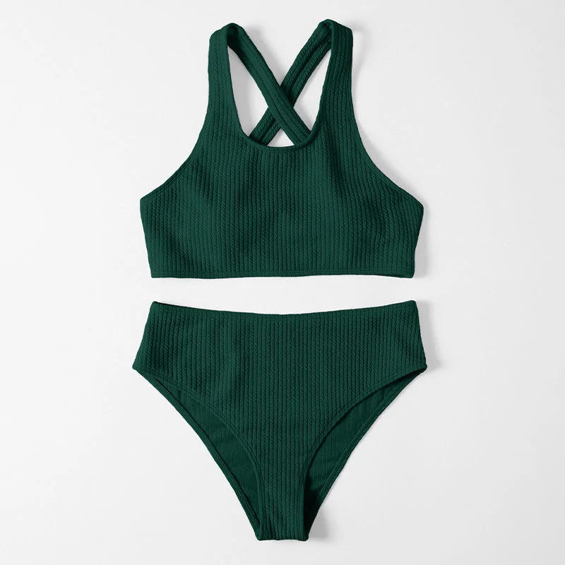 Damen Sportliches Bikini-Set mit hoch geschnittenem Slip und modischem Rückenträger Nord Taschen