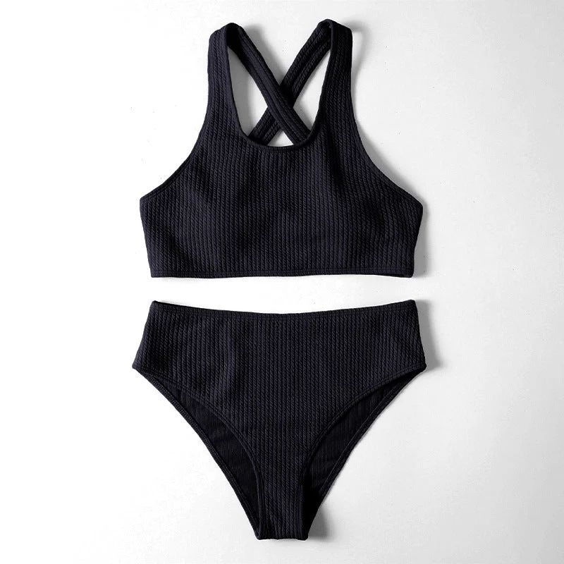 Damen Sportliches Bikini-Set mit hoch geschnittenem Slip und modischem Rückenträger Nord Taschen