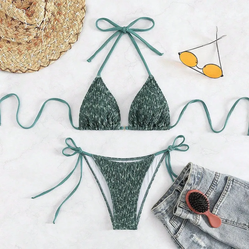 Damen Triangel-Bikini mit raffinierten BindNord Taschenändern Nord Taschen
