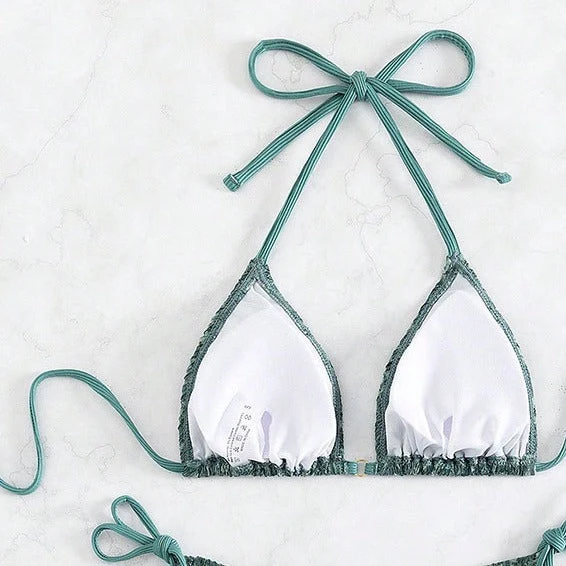Damen Triangel-Bikini mit raffinierten BindNord Taschenändern Nord Taschen