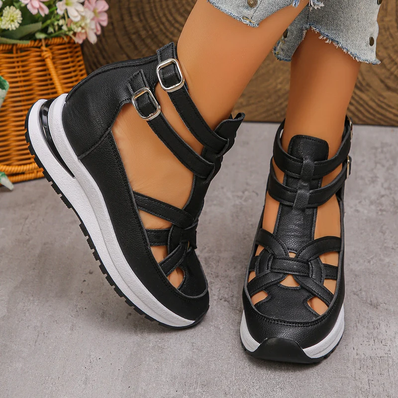 Damen Wedge-Sandalen mit modischem Riemendesign und komfortabler Plateau-Sohle