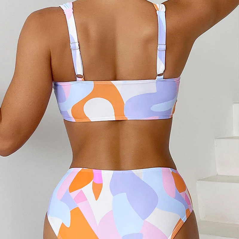 Damen Zweiteiliges Bikini-Set mit trendigem geometrischen Muster Nord Taschen