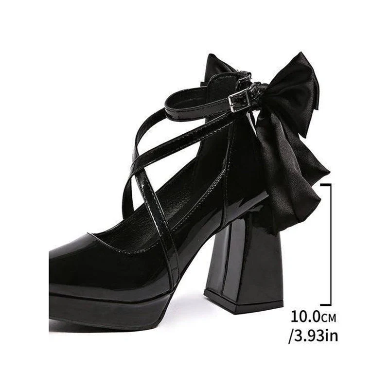 Damen elegante High Heel Schuhe mit Riemen und Schleifenverzierung