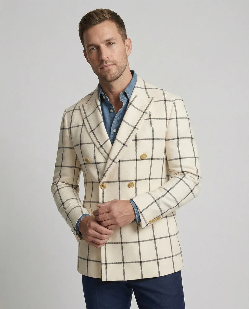 Herren Karoblazer – Herren Blazer mit doppelter Knopfleiste