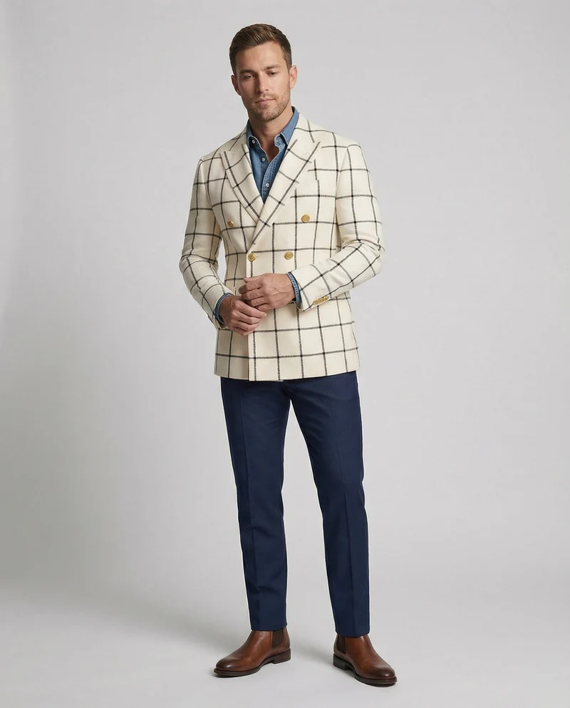 Herren Karoblazer – Herren Blazer mit doppelter Knopfleiste
