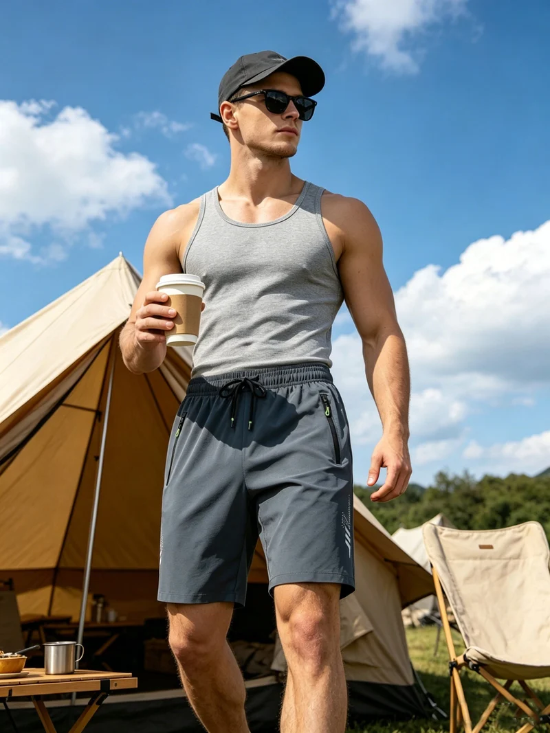 Herren nan sportliches Funktions-Tanktop aus atmungsaktivem Baumwollmix mit Stretch