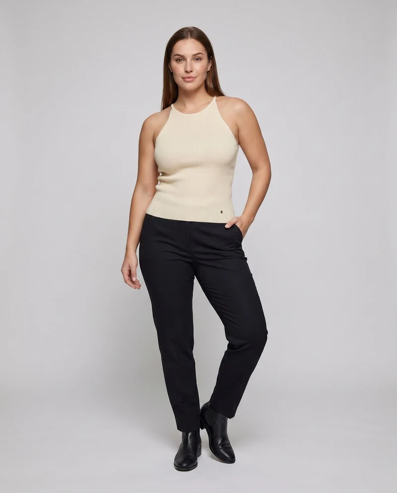 Damen Hochwertiges Strick-Tanktop mit feinen Rippdetails