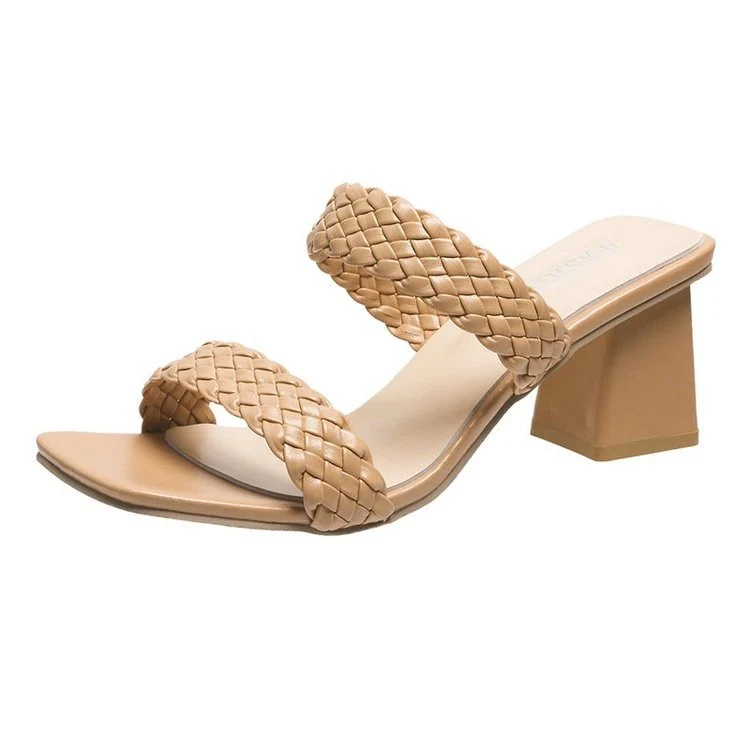 Damen Sandaletten mit geflochtenen Riemen und elegantem Blockabsatz Nord Taschen